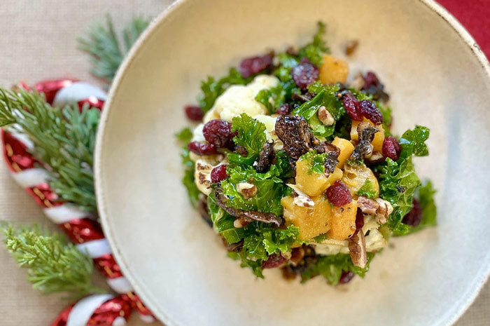 Roasted Vegetable Salad with Maple Mustard Mushroom Vinaigrette